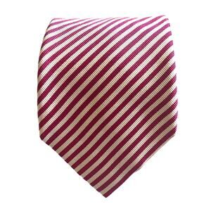 Charles Tyrwhitt Pink White Diagonal Striped 100% Silk Neck Tie